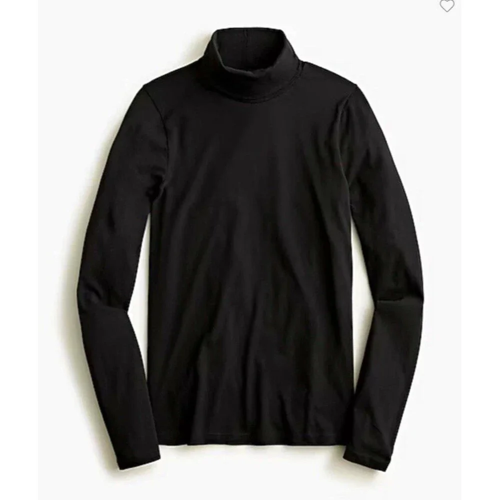 J.CREW Women’s Black Cotton Knit Tissue turtleneck Long Sleeve Top Size M